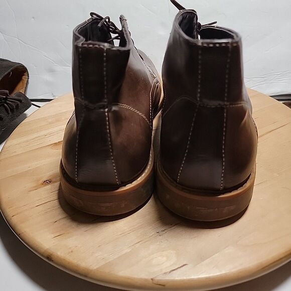 Steve Madden Lace Up Ankle Boot  Brown Leather PU Upper Textile Lining Mens 11.5
